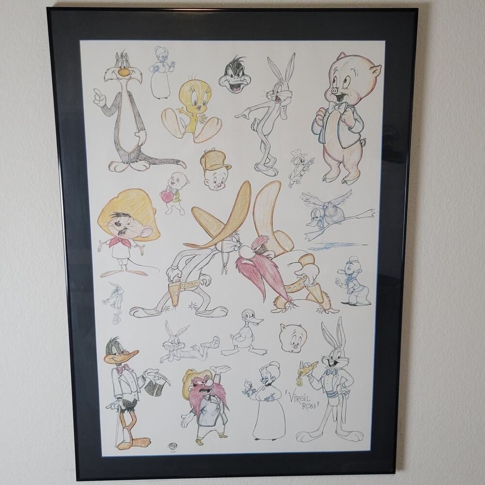Looney Tunes Bugs 'N Friends Composition Poster Warner Brothers 1997 Virgil Ross